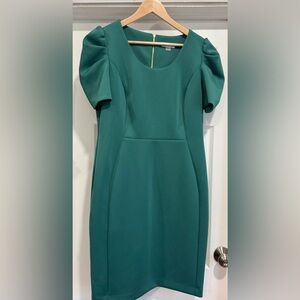calvin klein tulip sleeve dress green CALVIN KLEIN SHEATH DRESS, UNIQUE TULIP SLEEVE, AQUA GREEN, SIZE 2 NWT